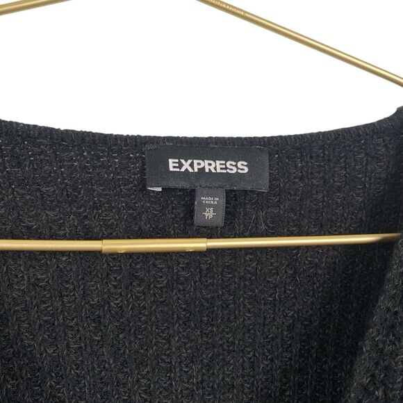 Express Twist Front Sweater Long Sleeve Knit Cropped Black Size XS 218‎ - Picture 4 of 6